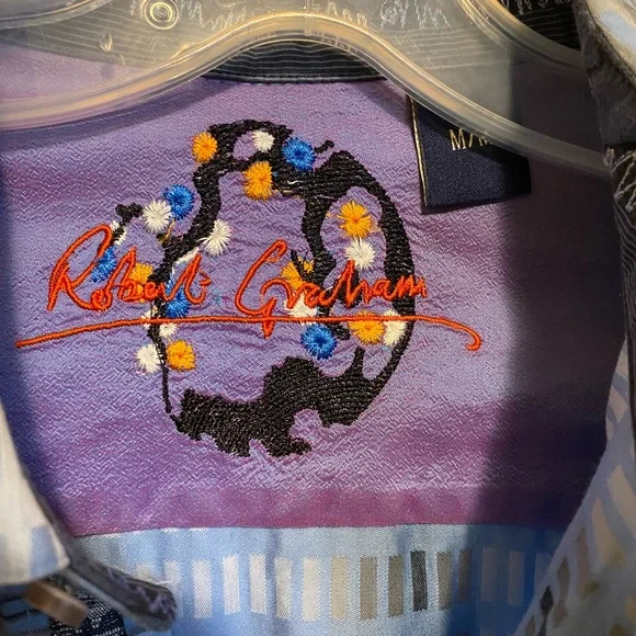 Robert Graham Purple and Blue Embroidered Shirt men’s Medium - Picture 3 of 8